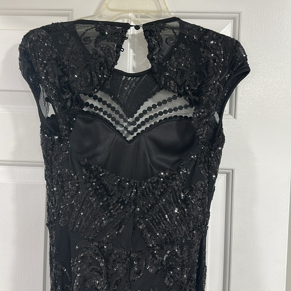 Long black sequin dress. Open back black maxi gown - Picture 6 of 7